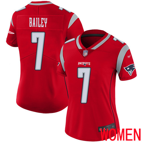 New England Patriots Football #7 Inverted Legend Limited Red Women Jake Bailey NFL Jersey